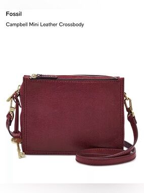 FOSSIL Campbell mini leather and suede crossbody in maroon